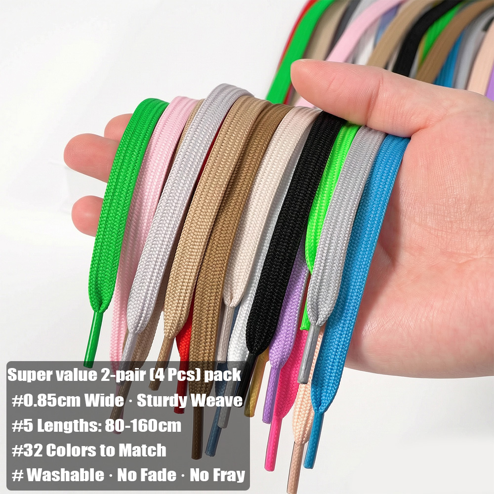 4Pcs(2 Pairs) Flat Shoelaces 0 - đánh giá và giá Lace Replacement Flat